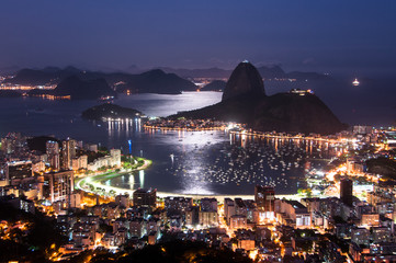 Night View of Sugarloaf Mountain, Rio de Janeiro, Brazil