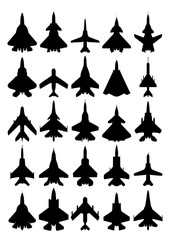 Modern airplanes silhouette set. Isolated on white background. Vector EPS10.