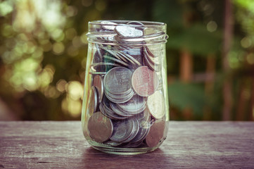 money in the glass with filter effect retro vintage style