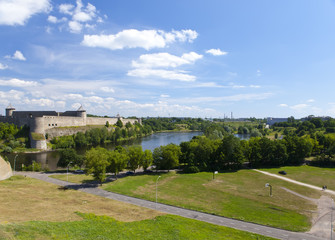 Ivangorod fortress at the border of Russia and Estonia