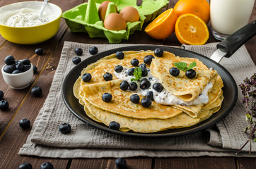 Healthy chia pancakes with blueberries