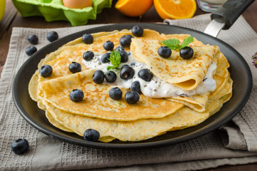 Healthy chia pancakes with blueberries