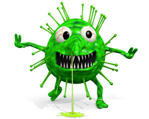 Influenza - Is Coming For You! A cartoon illustration of the influenza virus