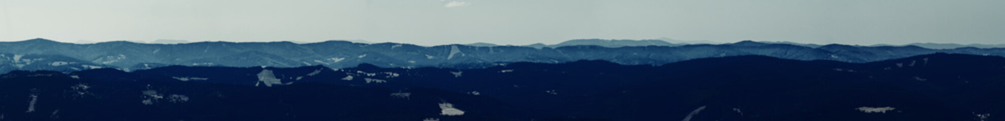 Wide Panorama of Beskydy, Czech Republic, Blue Option