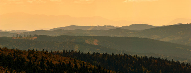 Panorama of Beskydy, Czech Republic, Yellow Color Option