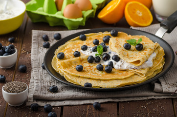 Healthy chia pancakes with blueberries