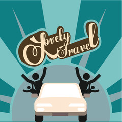 lovely travel illustration over color background