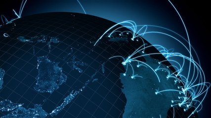 Growing connections over the earth. A worldwide network expanding over the world. Loops seamlessly. - Powered by Adobe