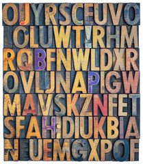 grunge letterpress alphabet background