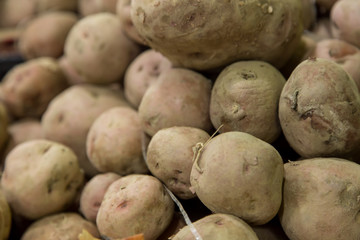 potatoes group as background