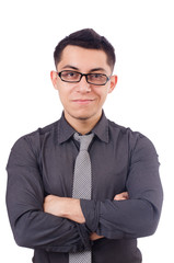 Young smiling man isolated on white