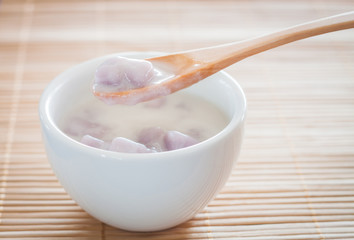 Bua Loi , Thai dessert with taro flour and coconut milk