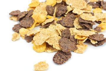 Close up cereal on white background