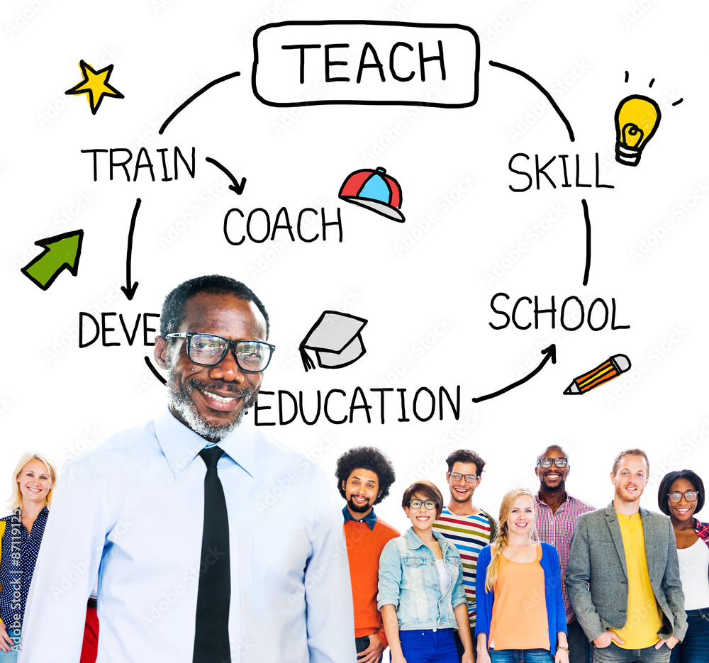 Sticker teach skill education coach training concept - Stickers