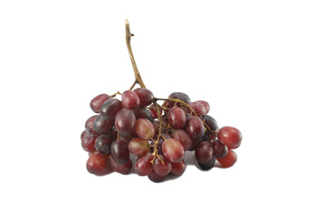 Red grapes on white background