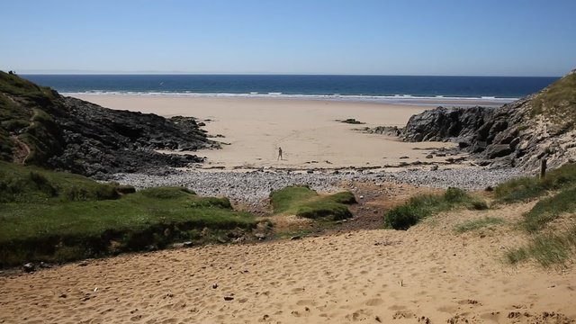 Pobbles beach The Gower Peninsula Wales uk by Three Cliffs Bay
