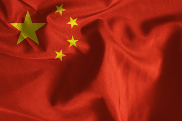 China waving on fabric flag