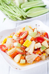 Somtum, fruit salad delicious food in thailand
