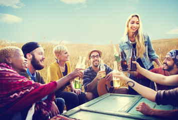 Diverse People Friends Hanging Out Happiness Concept