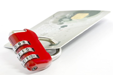 padlock and credit card