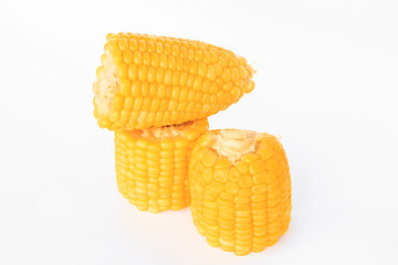 boil corn on white background