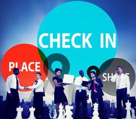 Check in Direction Navigation Share Application Concept