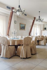 Table with wedding chair cover