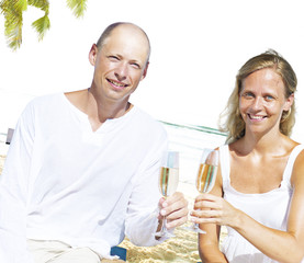 Honeymoon Couple Summer Beach Dating Concept
