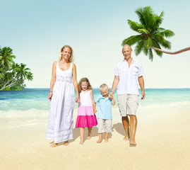 Fototapeta na wymiar Family Walking Playful Vacation Travel Holiday Concept