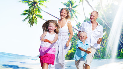 Family Happiness Beach Tropical Paradise Fun Concept