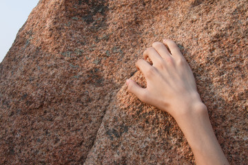 Rock climbing, close-up finger