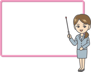 スーツの女性 ビジネス ホワイトボード