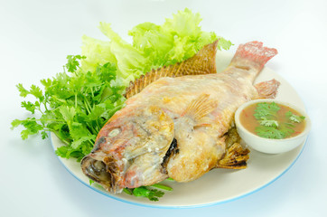 grilled fish Mixed with salt , thai food