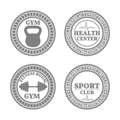 Set of sports emblems in retro style, vector illustration