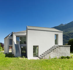 New house view from the meadow