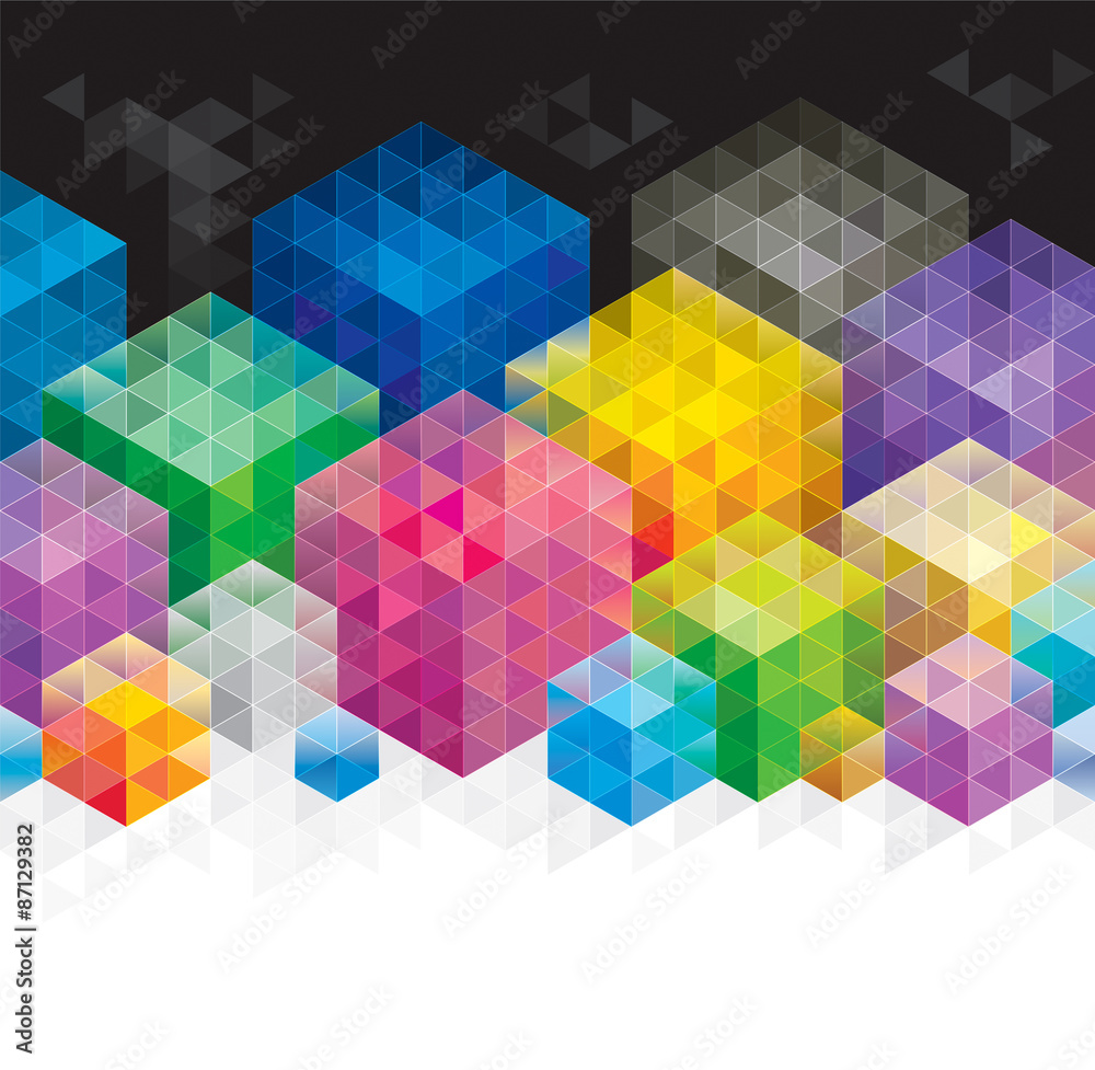 Poster abstract geometric colors cube background.