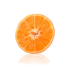 slice of orange on white background