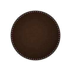 Round leather lable isolated on white background, vector illustration 