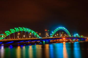 Fototapeta na wymiar Night bridge in Vietnam