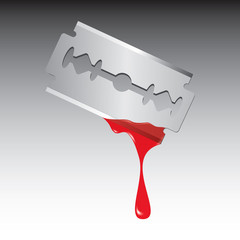 Razor blade with blood
