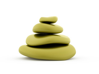 Green pebbles rendered isolated on white