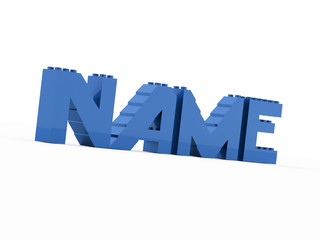 Blue toy brick text