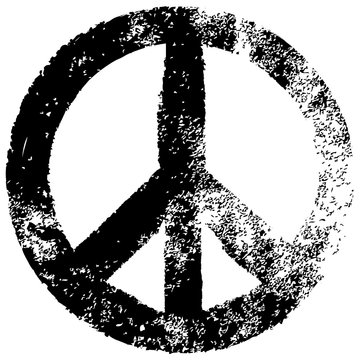 Friedenszeichen, schwarz-wei&szlig;, Vektor, Grunge, freigestellt