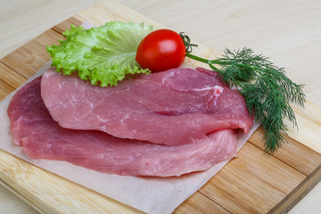 Raw pork schnitzel