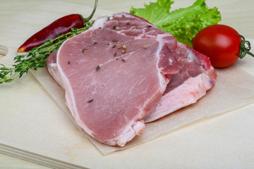 Raw pork steak
