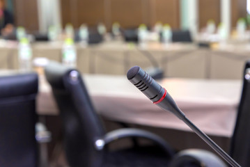 microphones in meeting room before a conference
