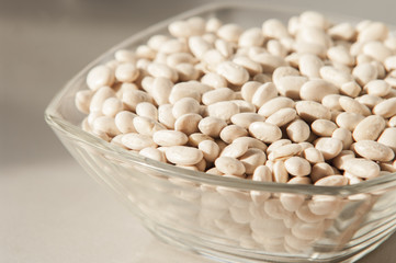 White kidney beans top view close up isolated on white background