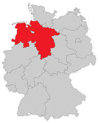 Fototapeta na wymiar Niedersachsen in Deutschland - Vektor
