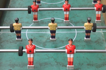 vintage table football closeup, foosball