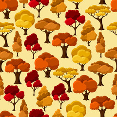Autumn seamless pattern with abstract stylized trees